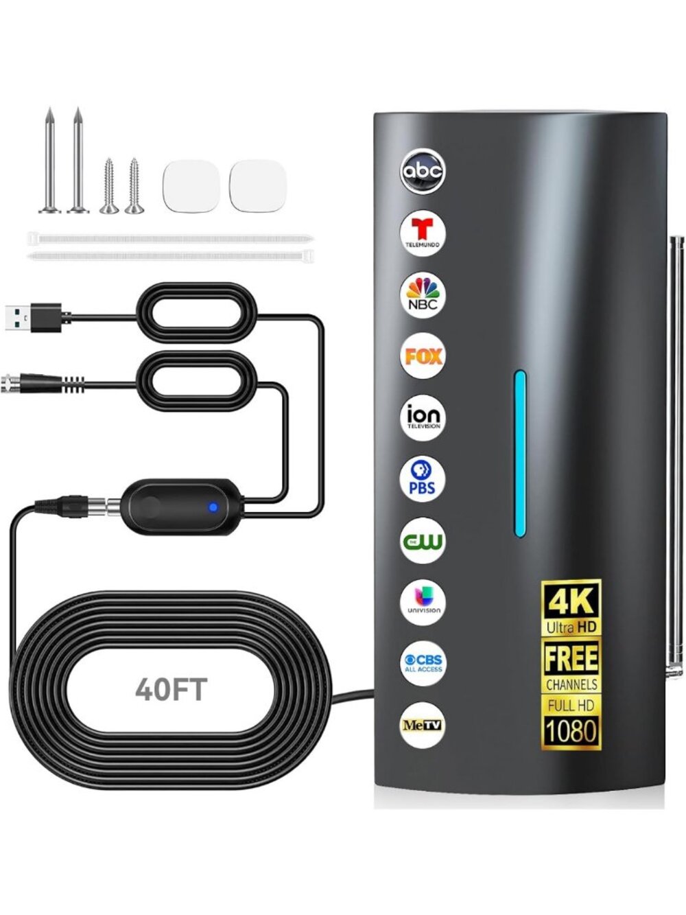 HD Digital TV Antenna with 5000+ Miles Range & Signal Booster for Clear